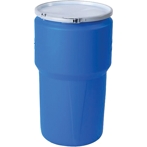 Baril emboîtable en poly&eacute;thyl&egrave;ne, 14 gal. US (11,7 gal. imp.), Dessus ouvert, Bleu Groupe Belzile Dickner