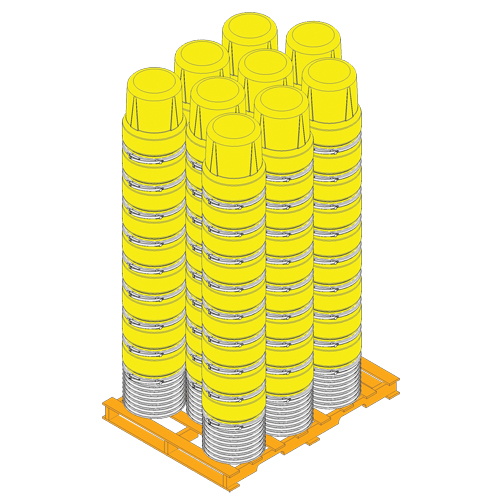 Baril emboîtable en poly&eacute;thyl&egrave;ne, 10 gal. US (8,33 gal. imp.), Dessus ouvert, Jaune Groupe Belzile Dickner