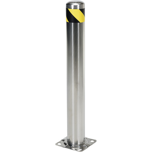 Safety Bollard, Stainless Steel, 36" H x 8" W, Silver Groupe Belzile Dickner