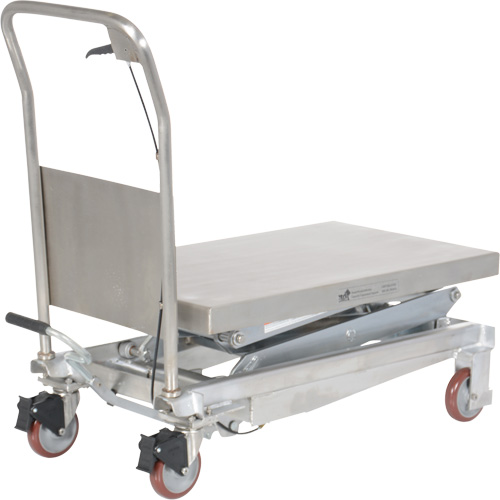 Manual Hydraulic Scissor Lift Table, 35-1/2" L x 20" W, Partial Stainless Steel, 800 lbs. Capacity Groupe Belzile Dickner