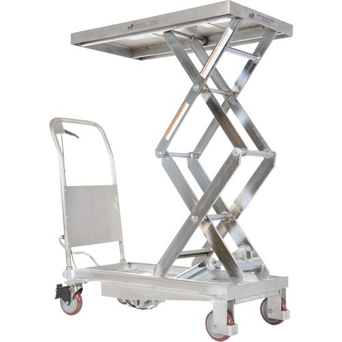 Manual Hydraulic Scissor Lift Table, 35-1/2" L x 20" W, Partial Stainless Steel, 800 lbs. Capacity Groupe Belzile Dickner