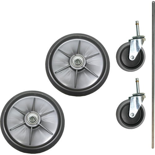 Ensemble de roues &agrave; roulement &agrave; billes et roulettes pour chariot de nettoyage et d'entretien Groupe Belzile Dickner