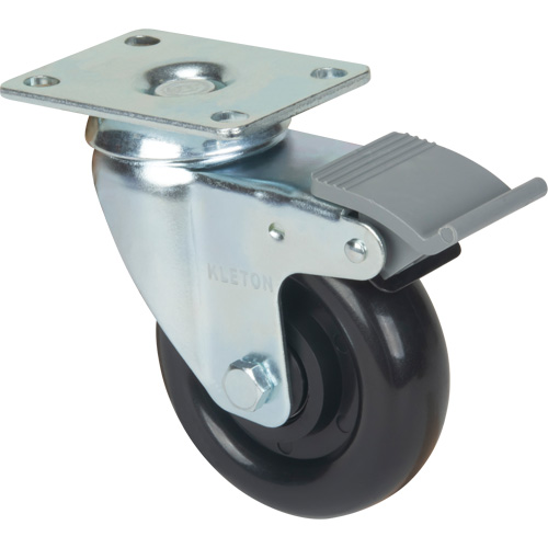 Caster, Swivel with Brake, 4" (101.6 mm), Polyolefin, 250 lbs. (113.4 kg) Groupe Belzile Dickner