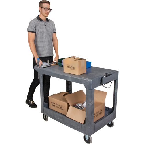 Chariot utilitaire pour l'entretien avec tablette plate, 2 tiers, 25-1/4" x 32-1/4" x 44", Capacit&eacute; 550 lb Groupe Belzile Dickner