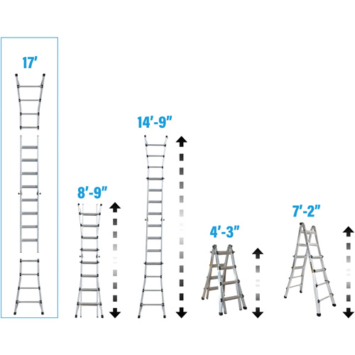 &eacute;chelle t&eacute;lescopique multifonction, Aluminium, 300 lb, CSA calibre 1A Groupe Belzile Dickner