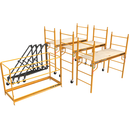 Complete 18' Drywall  Baker Scaffold Tower Set, 122" D x 236" H Groupe Belzile Dickner
