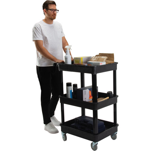 Utility Cart with Deep Lip Shelf, 3 Tiers, 19" x 39-1/2" x 28-1/4", 330 lbs. Capacity Groupe Belzile Dickner