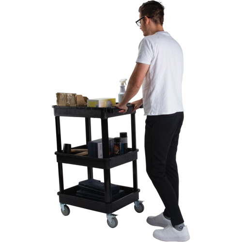 Utility Cart with Deep Lip Shelf, 3 Tiers, 19" x 39-1/2" x 28-1/4", 330 lbs. Capacity Groupe Belzile Dickner