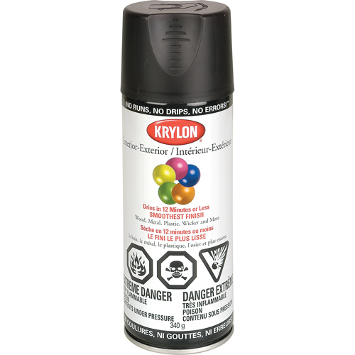 Industrial Acryli-Quik Lacquer, Black, Semi-Flat, 12 oz., Aerosol Can Groupe Belzile Dickner