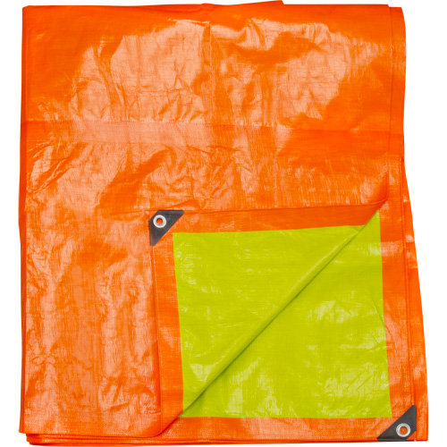 High-Visibility Heavy-Duty Woven Tarp, Polyethylene, Green/Orange, 16' x 20' x 12 mils Groupe Belzile Dickner