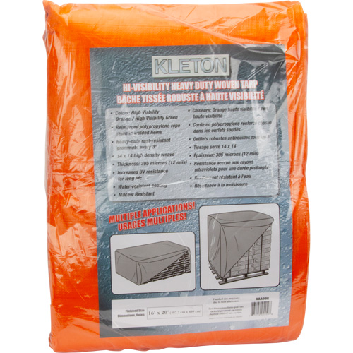 High-Visibility Heavy-Duty Woven Tarp, Polyethylene, Green/Orange, 16' x 20' x 12 mils Groupe Belzile Dickner