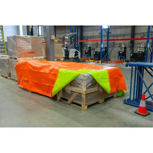 High-Visibility Heavy-Duty Woven Tarp, Polyethylene, Green/Orange, 16' x 20' x 12 mils Groupe Belzile Dickner