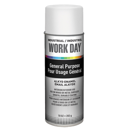 Industrial Work Day Paint, White, Gloss, 10 oz., Aerosol Can Groupe Belzile Dickner