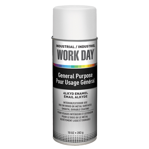Industrial Work Day Paint, White, Very Flat, 10 oz., Aerosol Can Groupe Belzile Dickner