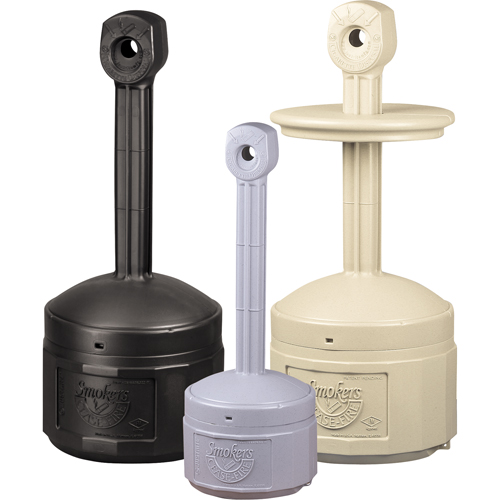 Smokers Cease-Fire&reg; Cigarette Butt Receptacle, Free-Standing, Plastic, 1 US gal. Capacity, 30" Height Groupe Belzile Dickner