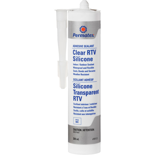 Clear RTV Adhesive Sealant, 300 ml, Cartridge, Clear Groupe Belzile Dickner