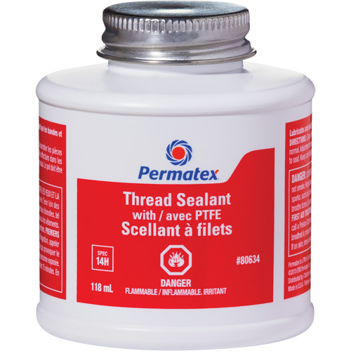 Thread Sealant with PTFE, Brush Top Bottle, 118 ml, -54°C - 150°C/-65°F - 300°F Groupe Belzile Dickner