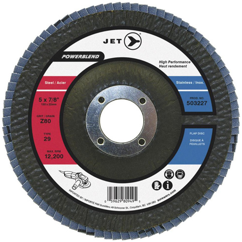 POWERBLEND Flap Disc, 4-1/2" x 7/8", Type 29, Z80 Grit, Zirconia Alumina Groupe Belzile Dickner