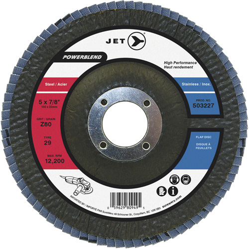 POWERBLEND Flap Disc, 5" x 7/8", Type 29, Z40 Grit, Zirconia Alumina Groupe Belzile Dickner