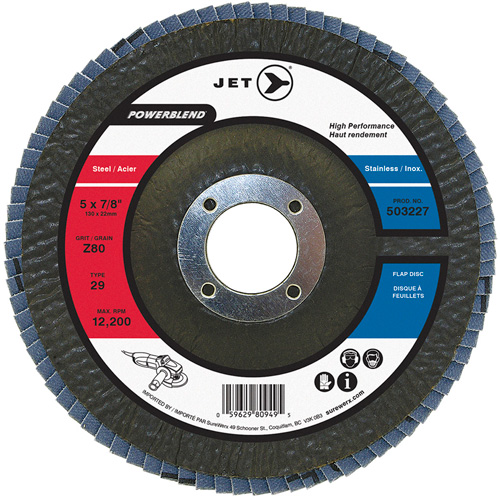 POWERBLEND Flap Disc, 5" x 7/8", Type 29, Z80 Grit, Zirconia Alumina Groupe Belzile Dickner