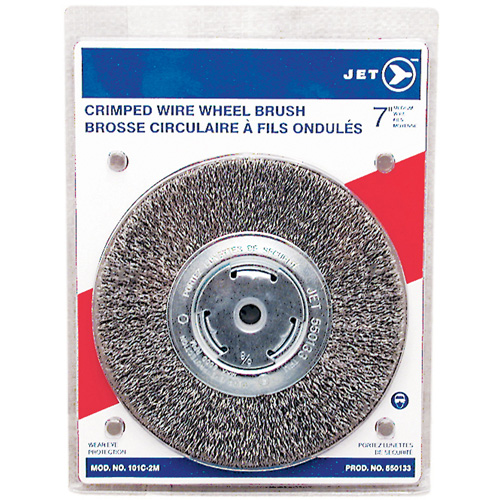 Crimped Wire Wheel, 7" Dia., 0.014" Fill, 1/2" - 2" Arbor Groupe Belzile Dickner