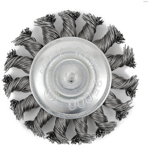 Brosse radiale &agrave; fils nou&eacute;s torsad&eacute;s mont&eacute; sur mandrin EKR275-20, 3", Fils ,02", Tige 1/4" Groupe Belzile Dickner