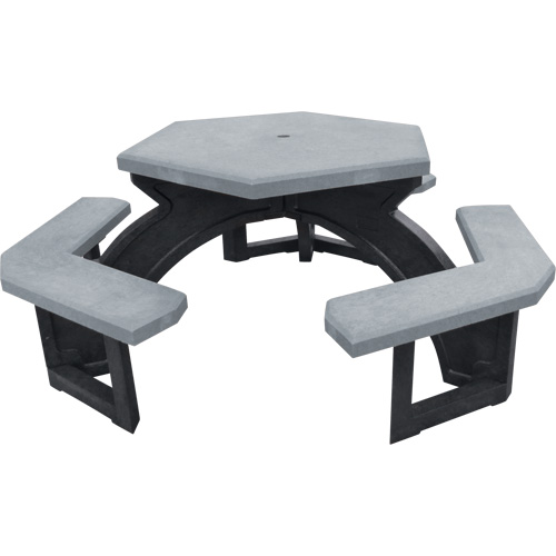 Tables de pique-nique hexagonales en plastique recycl&eacute;, 78" lo x 78" la, Gris Groupe Belzile Dickner