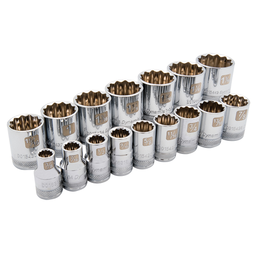 SAE Socket Set, 16 Pcs, 1/2" Drive Size Groupe Belzile Dickner
