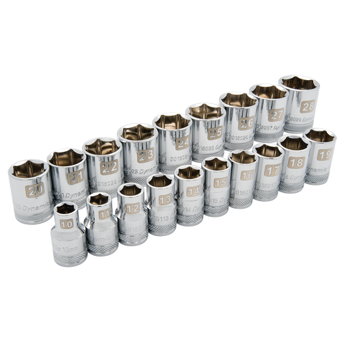 Metric Socket Set, 19 Pcs, 1/2" Drive Size Groupe Belzile Dickner