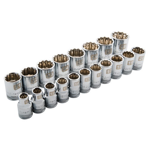 Metric Socket Set, 19 Pcs, 1/2" Drive Size Groupe Belzile Dickner