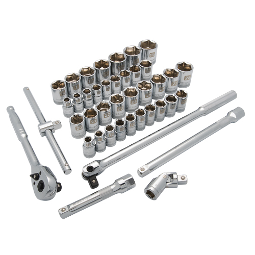 SAE/Metric Socket Set, 41 Pcs, 1/2" Drive Size Groupe Belzile Dickner