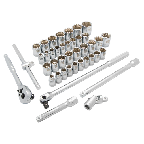 SAE/Metric Socket Set, 41 Pcs, 1/2" Drive Size Groupe Belzile Dickner
