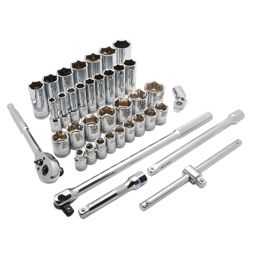 SAE Socket Set, 38 Pcs, 1/2" Drive Size, Deep Groupe Belzile Dickner