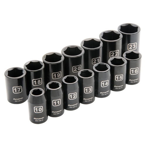 Metric Socket Set, 14 Pcs, Impact, 1/2" Drive Size Groupe Belzile Dickner