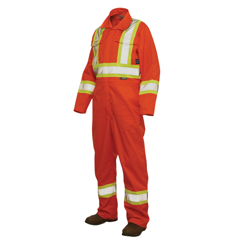 Combinaison de s&eacute;curit&eacute; non doubl&eacute;e, Grand, Orange haute visibilit&eacute; Groupe Belzile Dickner