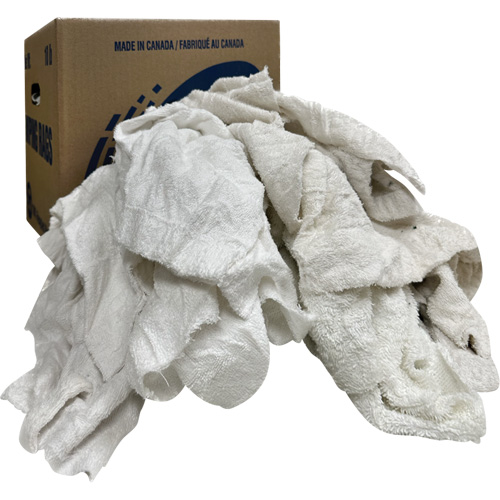 Wiper Rags Box, Terrycloth, White, 10 lbs. Groupe Belzile Dickner