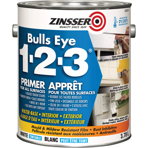 Bulls Eye 1-2-3&reg; Water-Base Primer, 3.78 L, Gallon, White Groupe Belzile Dickner
