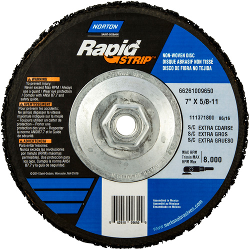 Disques &agrave; moyeu d&eacute;port&eacute; non tiss&eacute;s pour d&eacute;capage rapide Bear-Tex, 7" dia., Grain Extra grossier, Carbure de silicium Groupe Belzile Dickner