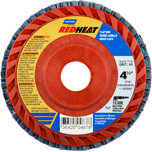 Disques &agrave; lamelles en plastique Red Heat, 4-1/2" x 7/8", Type 27, Grain 40, C&eacute;ramique d'alumine Groupe Belzile Dickner