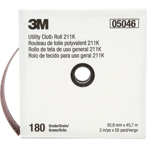 Rouleau de toile abrasive utilitaire 211K, Oxyde d'aluminium, 2" la x 150' lo, Grain 180 Groupe Belzile Dickner