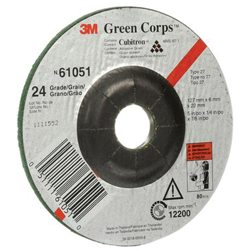 Green Corps Flexible Grinding Wheel, 5" x 1/4", 7/8" Arbor, Ceramic, Type 1 Groupe Belzile Dickner