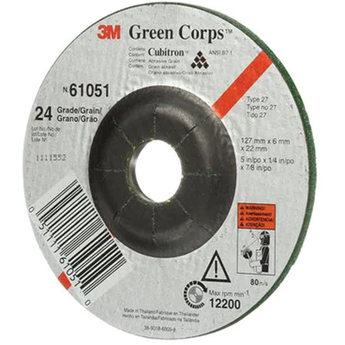 Green Corps Flexible Grinding Wheel, 5" x 1/4", 7/8" Arbor, Ceramic, Type 1 Groupe Belzile Dickner