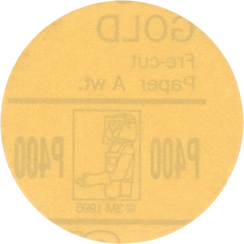 Gold Hookit Disc, 3" Dia., P400 Grit, Aluminum Oxide, C-Weight Groupe Belzile Dickner