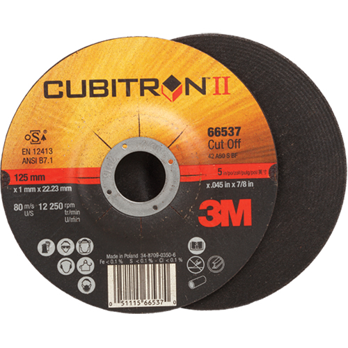 Meules &agrave; tronçonner Cubitron II, 5" x 0,045", Arbre de 7/8", Type 27, C&eacute;ramique, 12250 Tr/min Groupe Belzile Dickner