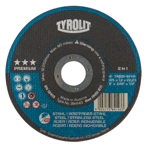 Premium 2 In 1 Thincut Cut-Off Wheel, 5" x 0.045", 7/8" Arbor, Type 1, Aluminum Oxide, 12250 RPM Groupe Belzile Dickner