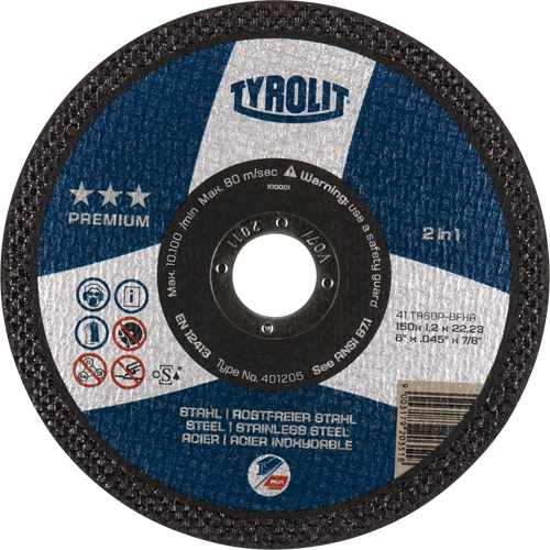 Premium 2 In 1 Thincut Cut-Off Wheel, 7" x 1/16", 7/8" Arbor, Type 1, Aluminum Oxide, 8600 RPM Groupe Belzile Dickner