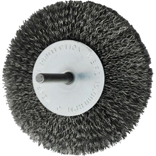 Brosses mont&eacute;es &agrave; fils cr&ecirc;p&eacute;s circulaires, 4", Fils 0,008", Tige 1/4" Groupe Belzile Dickner
