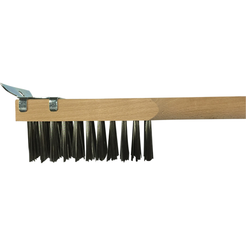 Brosse de nettoyage avec racloir, Acier inoxydable, 3 x 10 rangs de fils, Longueur 20" Groupe Belzile Dickner