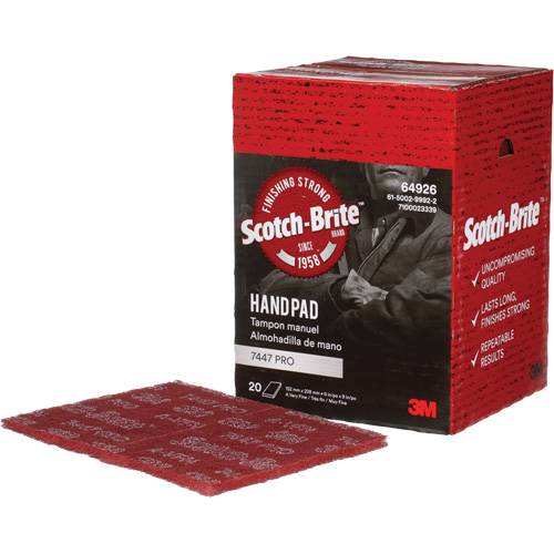 Scotch-Brite 7447 Hand Pads, Aluminum Oxide, 9" x 6", Very Fine Grit Groupe Belzile Dickner
