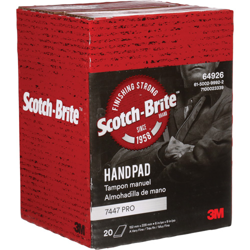 Scotch-Brite 7447 Hand Pads, Aluminum Oxide, 9" x 6", Very Fine Grit Groupe Belzile Dickner